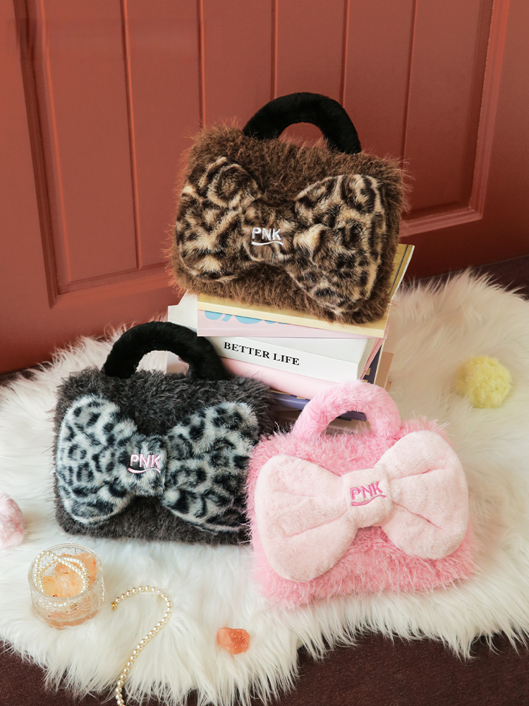 Leopard Bow Hot Water Bottle - Pink