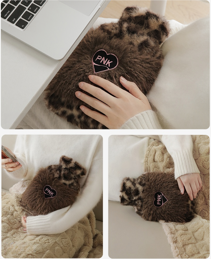 Leopard Water Filled Hot Water Bottle - Brown 33.81 OZ
